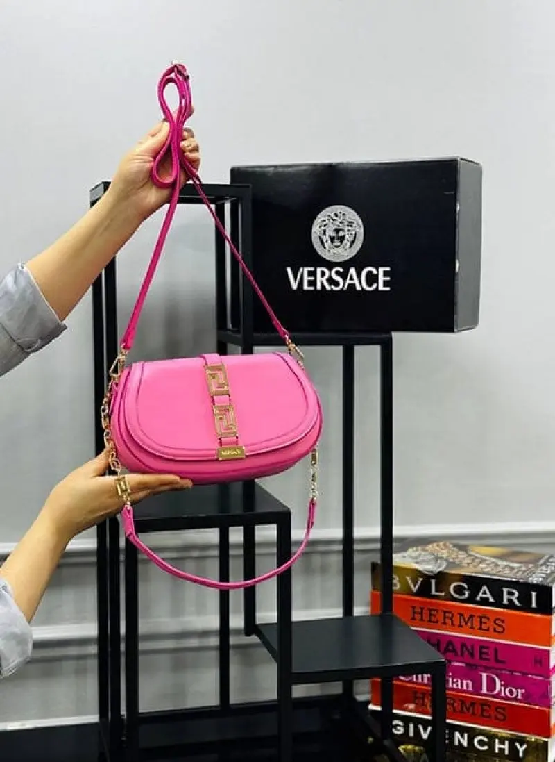 Versace Greca Goddess Shoulder Bag With OG Box & Dust Bag (Pink - 677) - Image 3