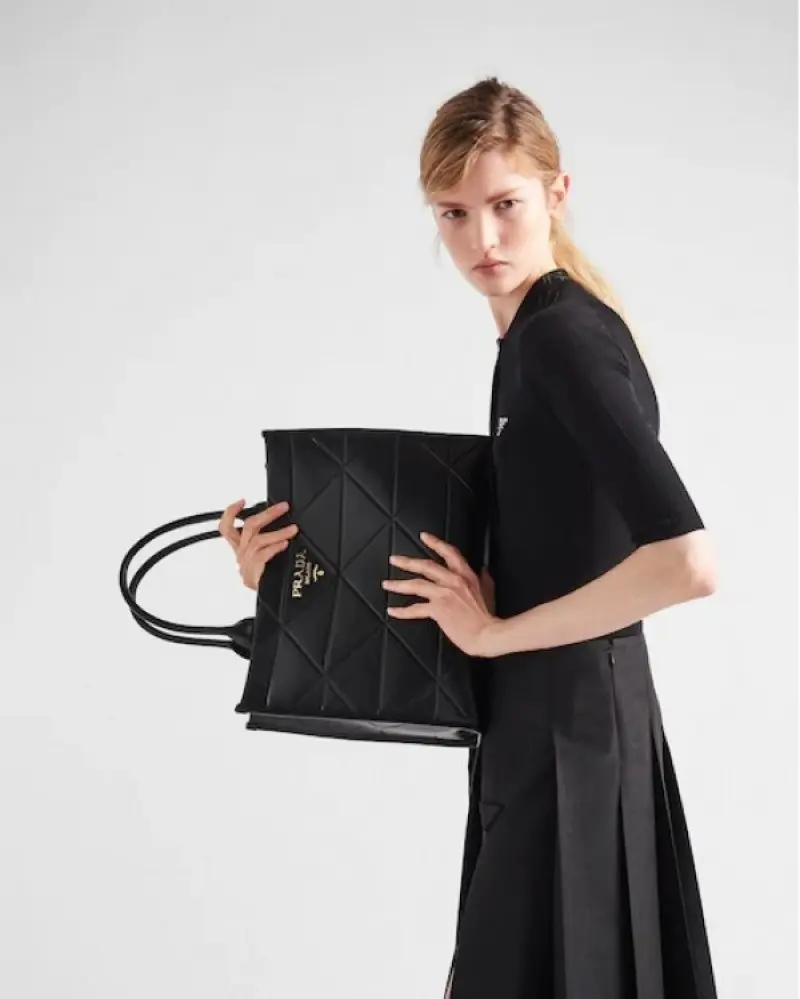 Prada Leather Symbole Tote Bag With OG Box & Dust Bag (Black-890) - Image 3