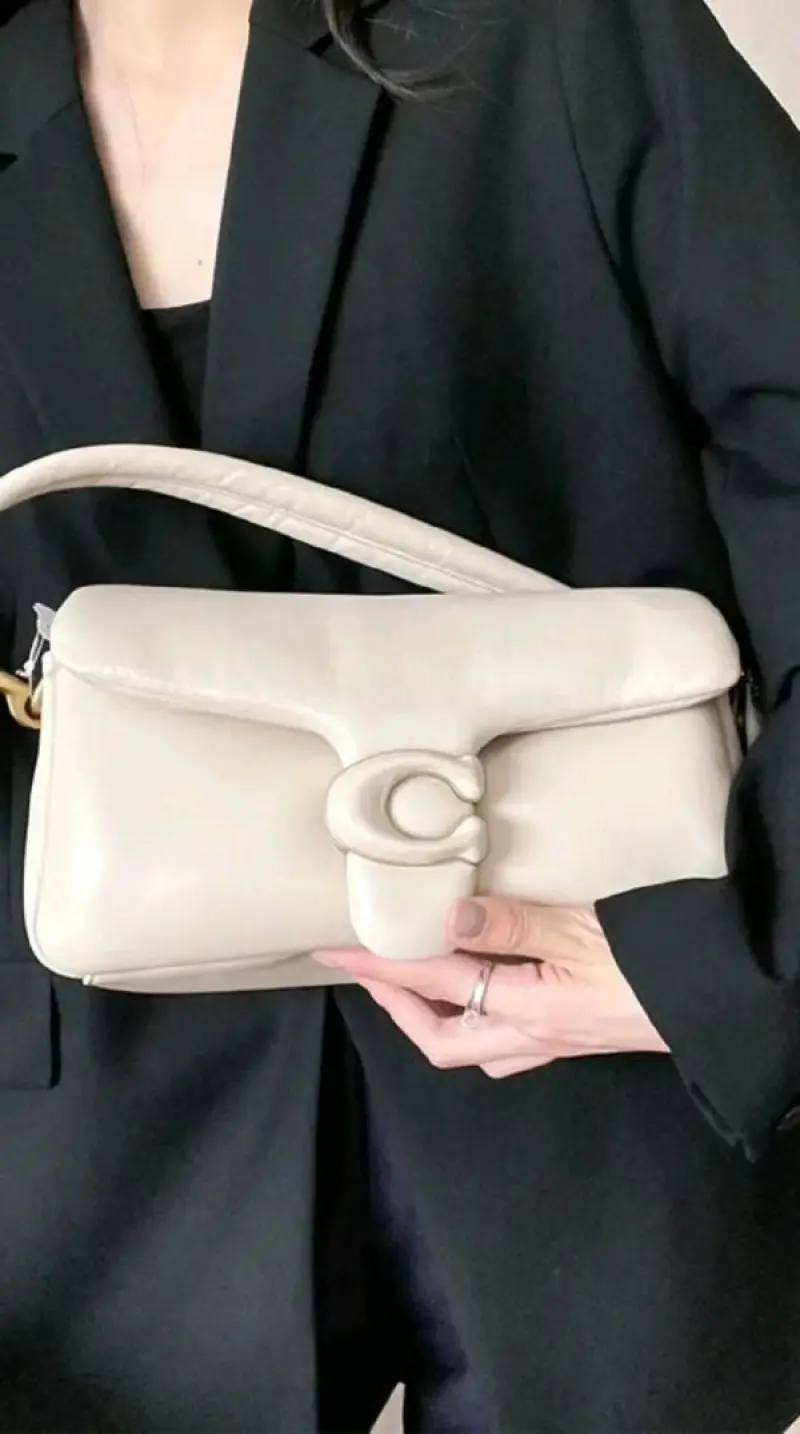 Coach Pillow Tabby Shoulder Bag With OG Box & Dust Bag & Extra Shoulder Strap (White-425) - Image 6