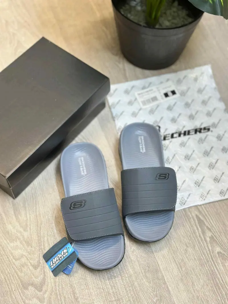 Skechers Go Recover Adjust Premium Grey Black Slides - Image 2