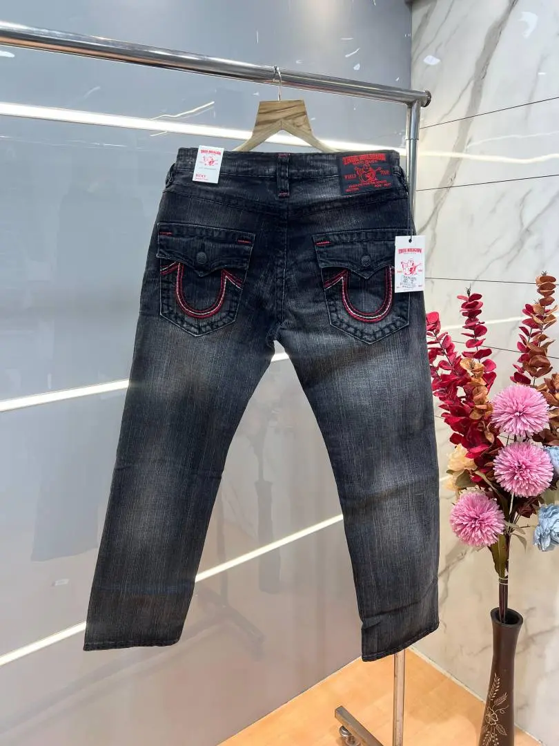 True Religion Light Shade Straight Fit Premium Imported Fabric Denim with Back Flap pockets and Embroidered work 4209 - Image 4