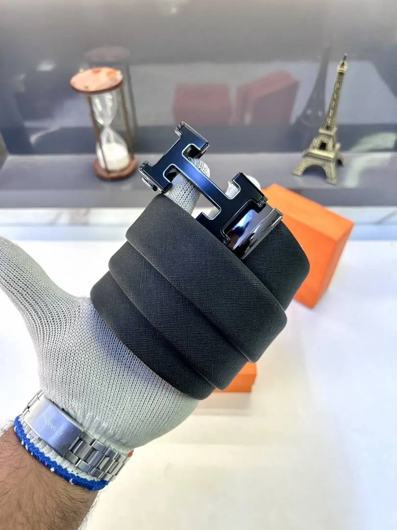 Hermes Glossy Auto Lock Black Belt Fa 920