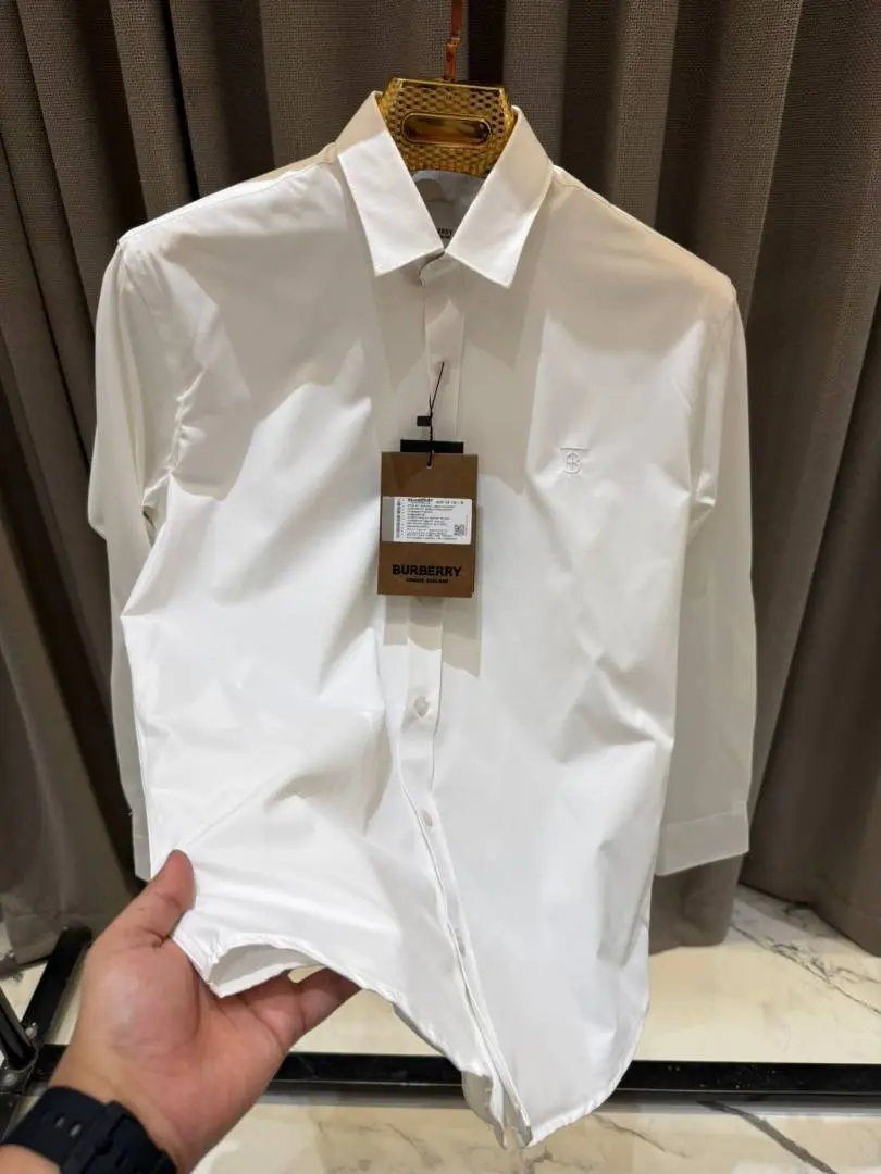 Burberry Chest Logo Full Sleeves Shirt White - Image 8