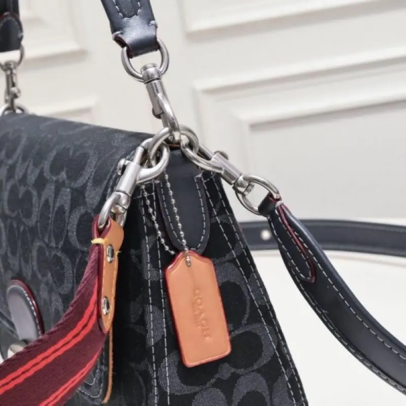 Coach Soft Tabby Premium Quality Shoulder Bag With OG Magnetic Box & Dust Bag & 2 Belts (Black-643) - Image 6