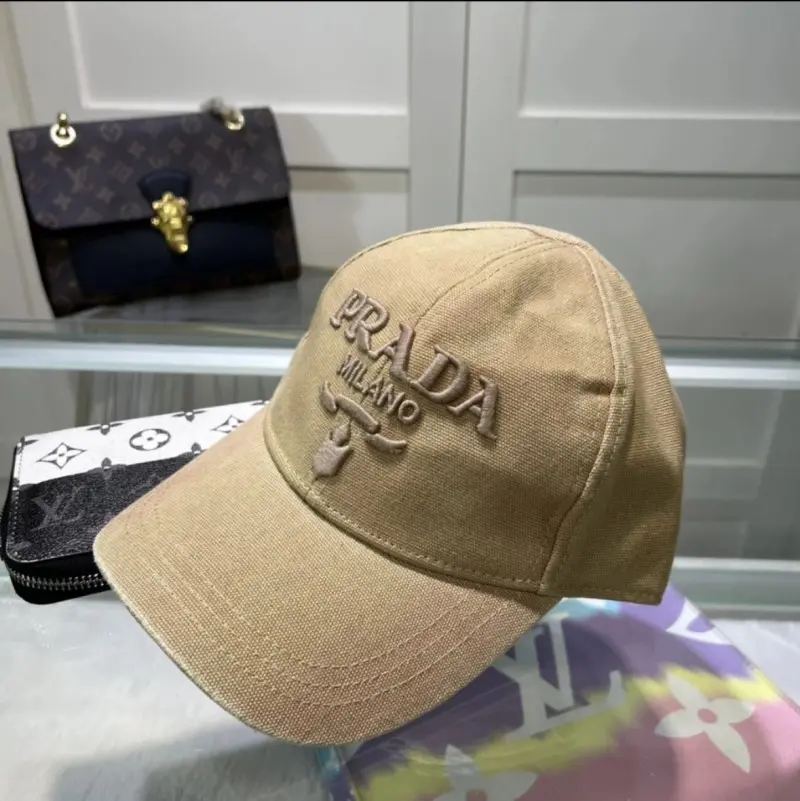 Prada Milano Beige Baseball Canvas Premium Unisex Cap (With Safety Box) - Image 4