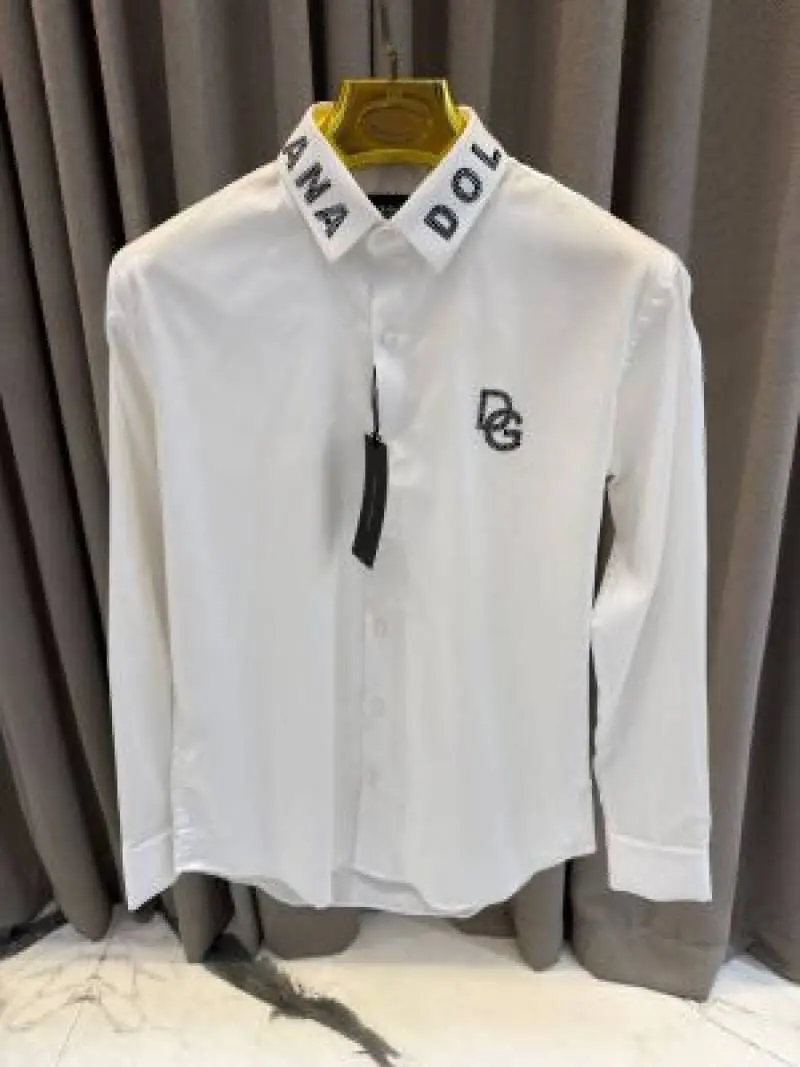Dolce Gabana Chest Logo Diamond Studd Collar Full Sleeves Box Pack Shirts With - Image 3