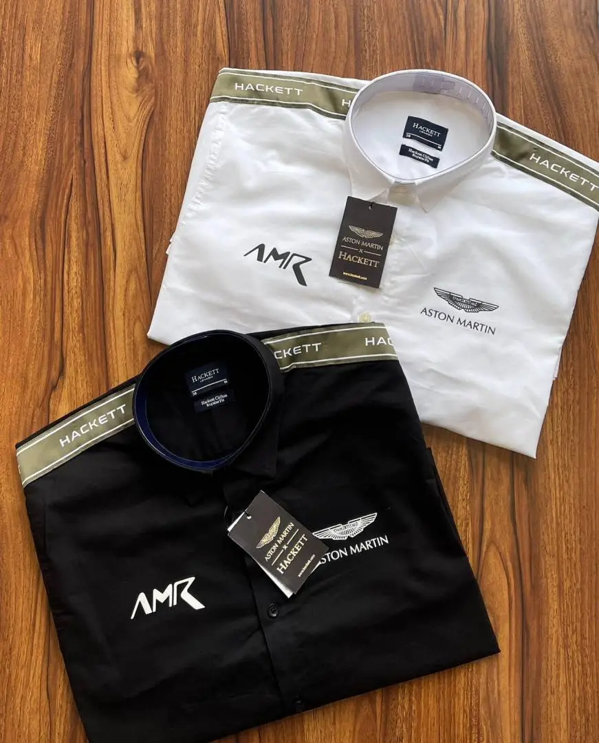 Hackett Aston Martin Chest Logo Full Sleeves Shirt Black - Image 4