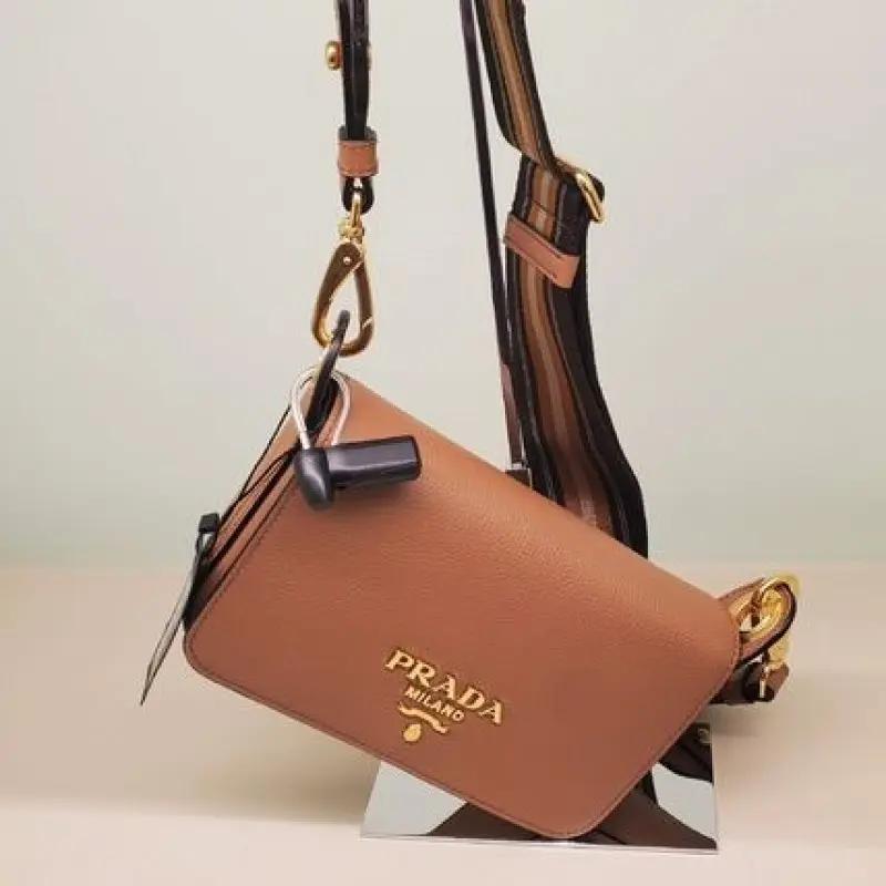 Prada Flou Shoulder Bag With OG Box & Dust Bag (Tan-779) - Image 3