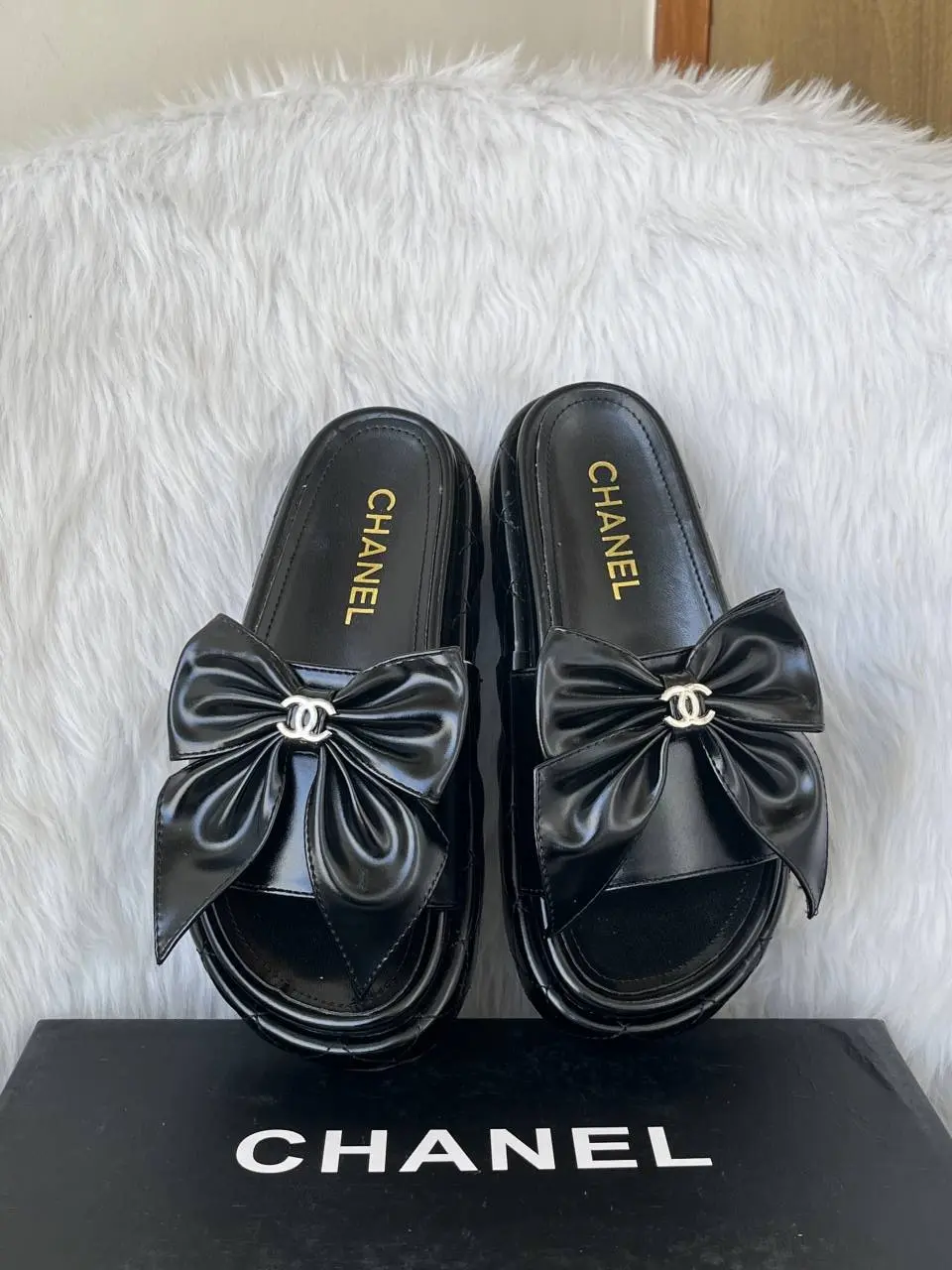 Chanel Bow Fixprice Platform Slides With OriginalBox - Image 3