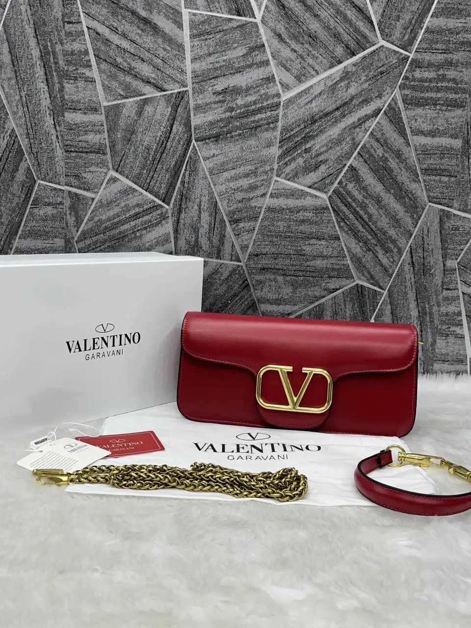 Valentino V Logo Long Shoulder Bag Clutch With Original Packing - Image 4