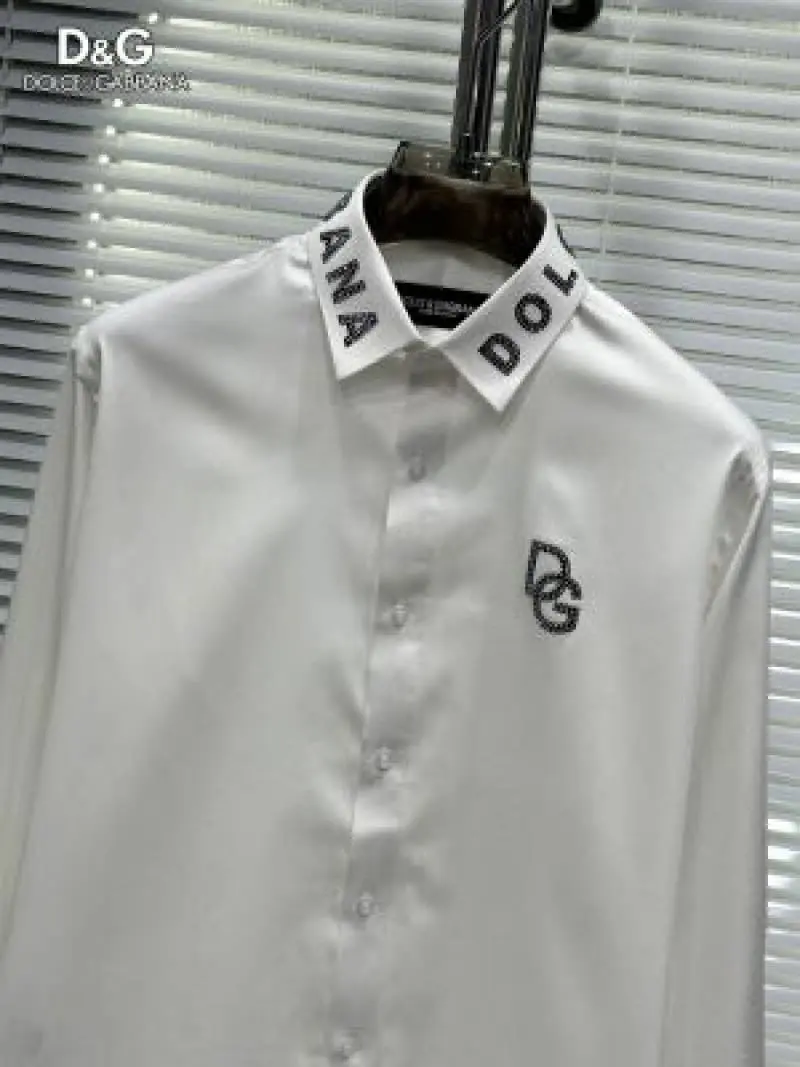 Dolce Gabana Chest Logo Diamond Studd Collar Full Sleeves Box Pack Shirts With - Image 2