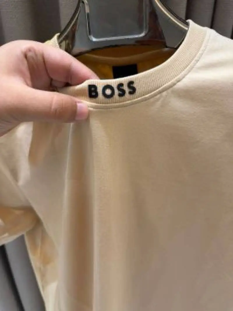 Boss Chinese Collar Round Neck T-shirt Beige - Image 2