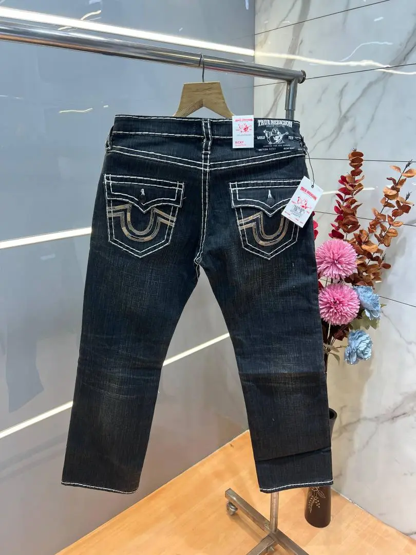 True Religion Green Shade Straight fit Premium Imported Stretchable Lycra Fabric Denim with Back Pocket Embroidered Design 4177 - Image 4