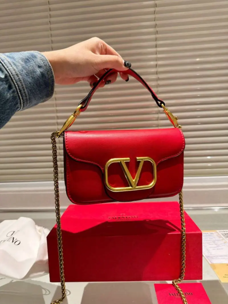 Valentino V Lock Red Small Shoulder Bag With Original Box - Image 2