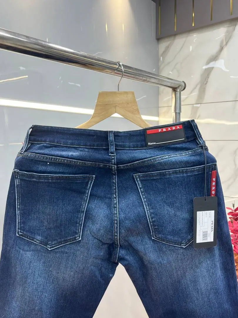 Prada Blue Shade Boot Cut Premium Imported Stretchable Lycra Fabric Denim with Patch Logo 3760 - Image 4