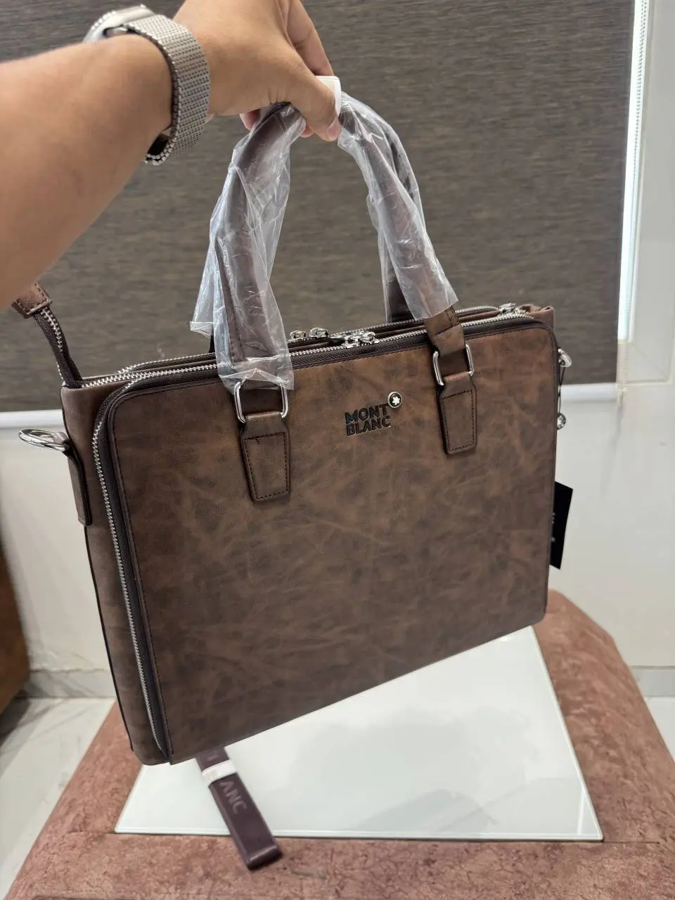 Mont Blanc Premium Laptop Bag X Office Bag M93009-5 Brown - Image 3
