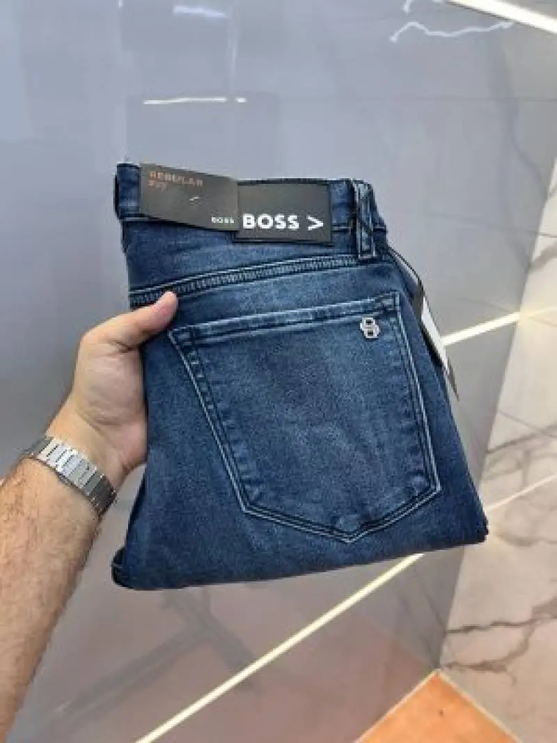 Boss Blue Shade Premium Imported Stretchable Lycra Fabric Straight Fit Denim with Metal Logo Sale Offer 3497 - Image 4