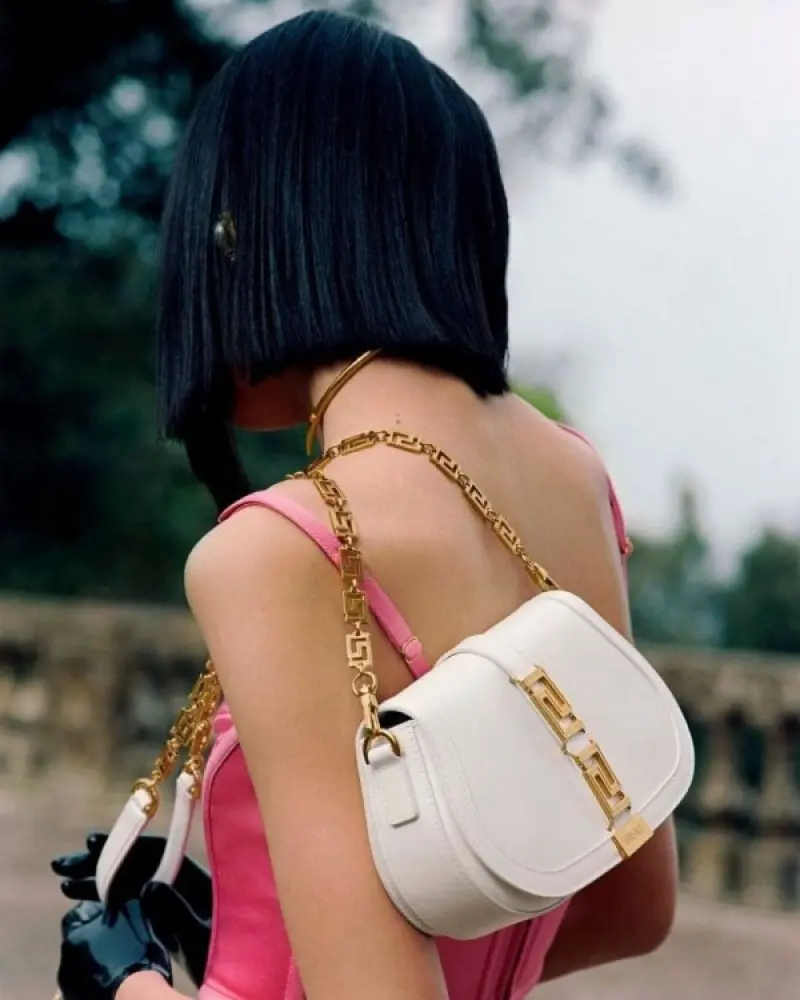 Versace Greca Goddess Shoulder Bag With OG Box & Dust Bag (White - 676) - Image 3