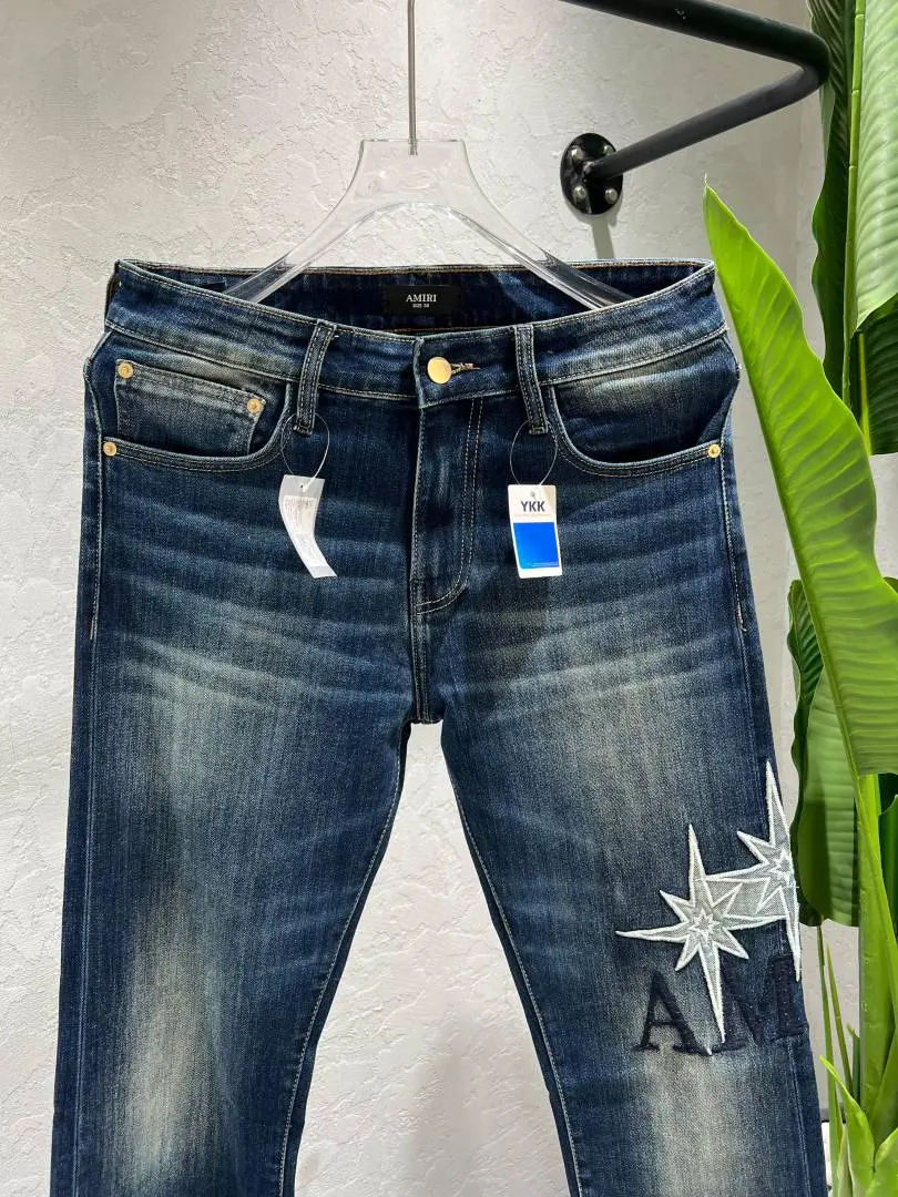 Amir Blue Shade Straight Fit Premium Imported Stretchable Lycra Fabric Denim with Embroidered Work 4531 - Image 4