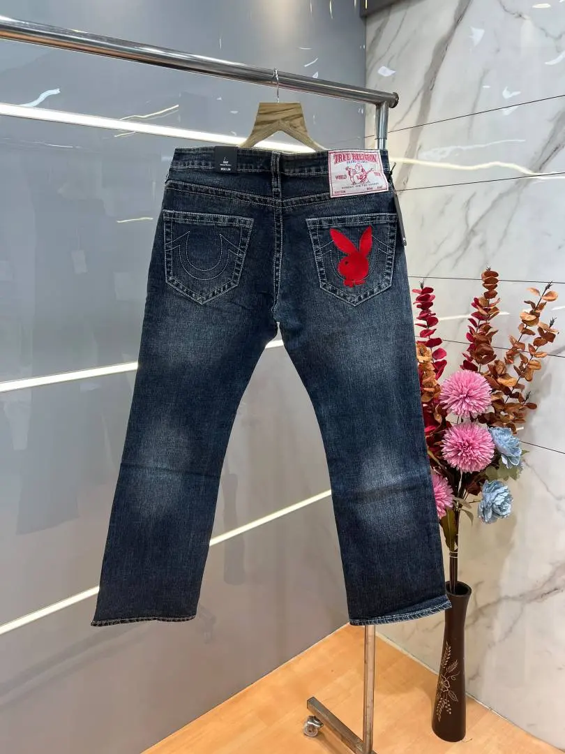 True Religion Dark Blue Bootcut Premium Imported Stretchable Lycra Fabric Denim with Back Pocket Embroidered Design 4226 - Image 4