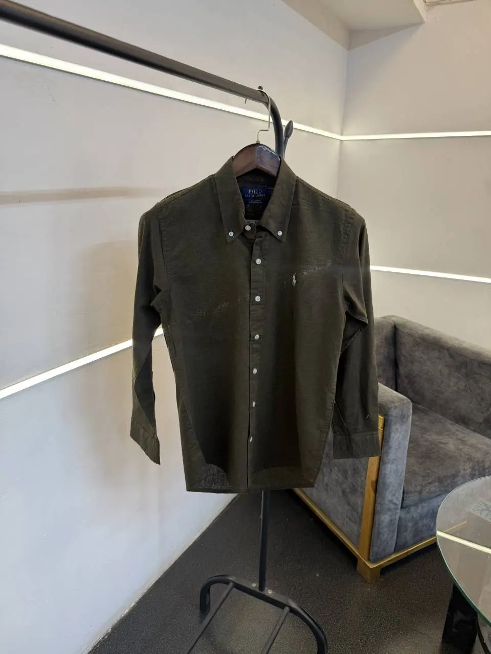 Ralph lauren linen imported shirt olive green