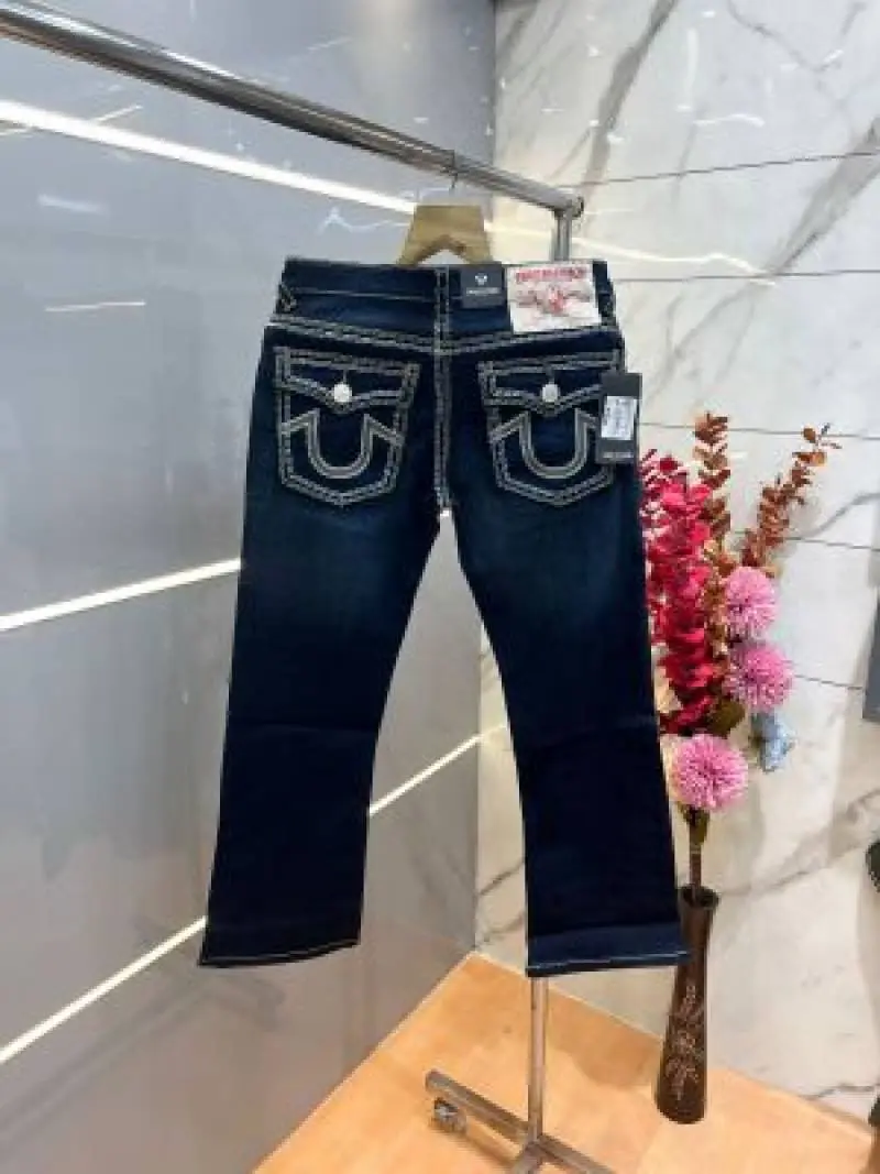 True Religion Green shade Bootcut Premium Imported Stretchable Lycra Fabric Denim with Back Pocket Embroidered Design 3953 - Image 3