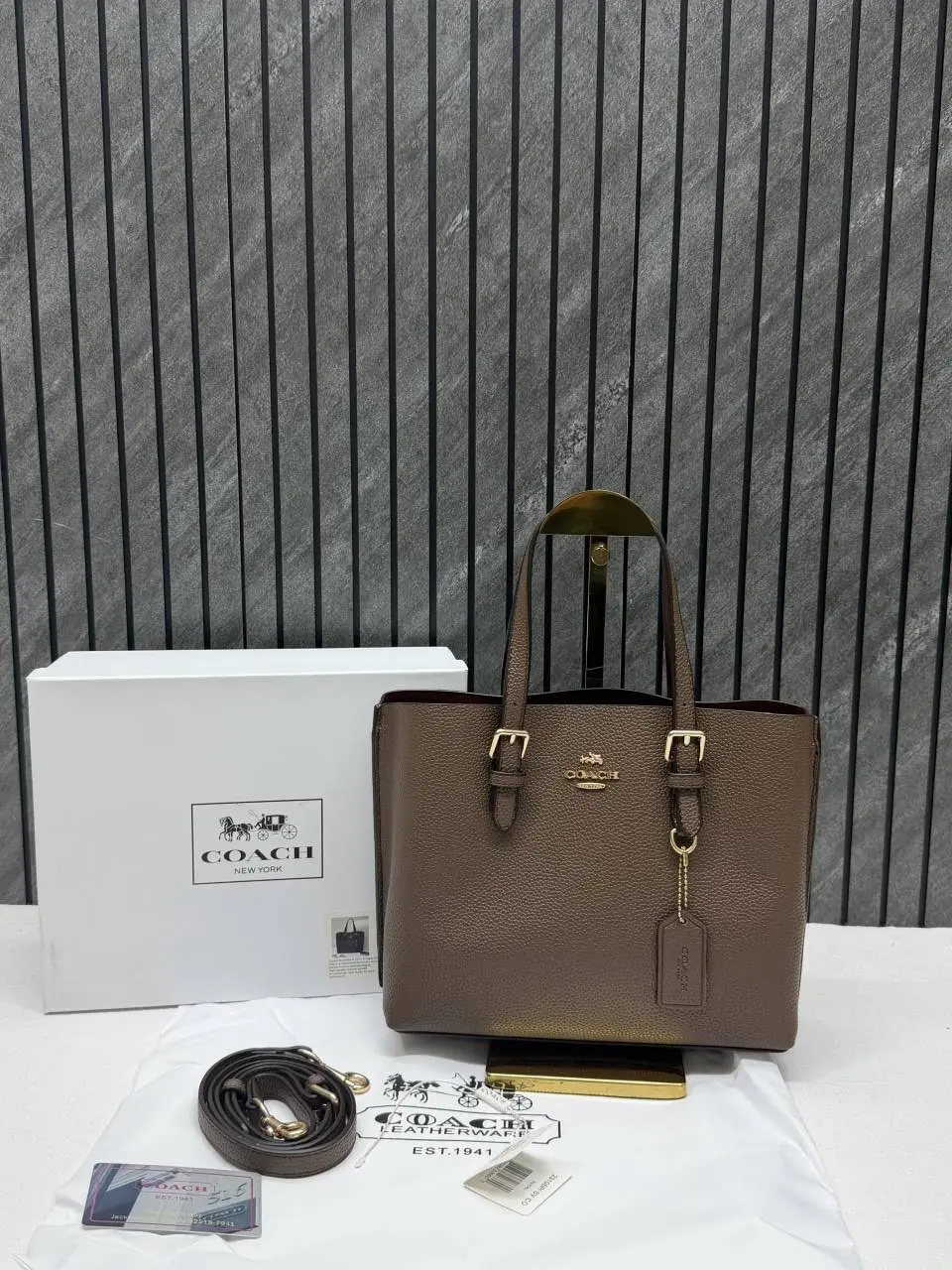 Coach Mollie 25 SuperPremium Mud Small Tote With OriginalBox DustCover - Image 4