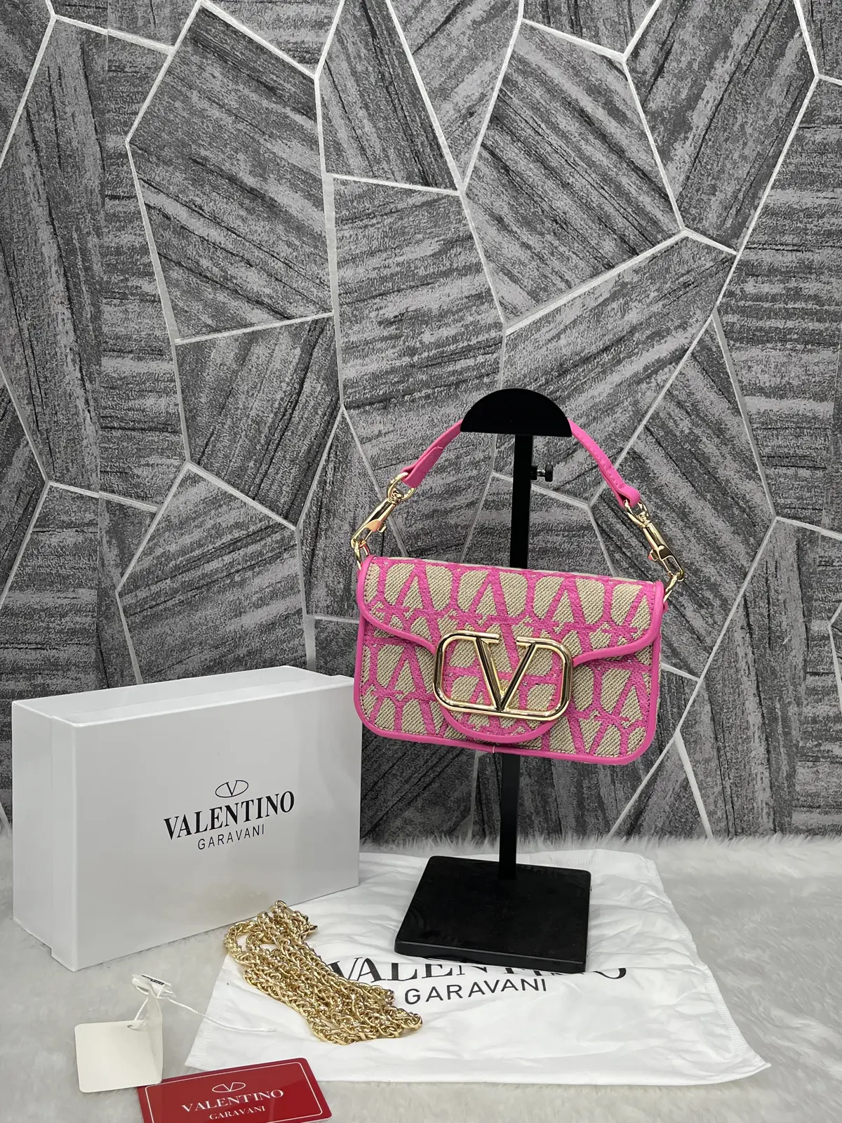 Valentino V Loc Pink Small Shoulder Bag With OriginalBox - Image 7