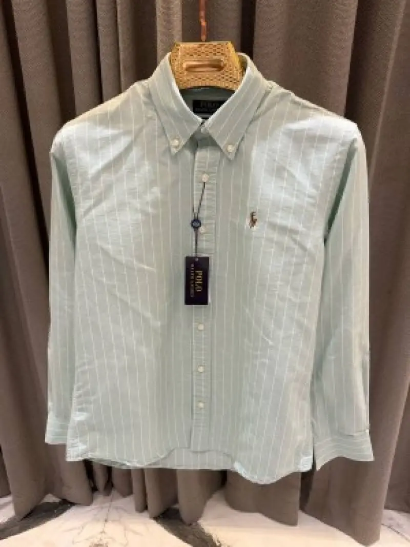 Ralph Lauren Chest Logo Lining Full Sleeves Shirt Green