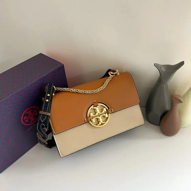 Tori Burch Miller Premium Shoulder Bag With OG Box & Dust Bag (Brown - 462) - Image 2