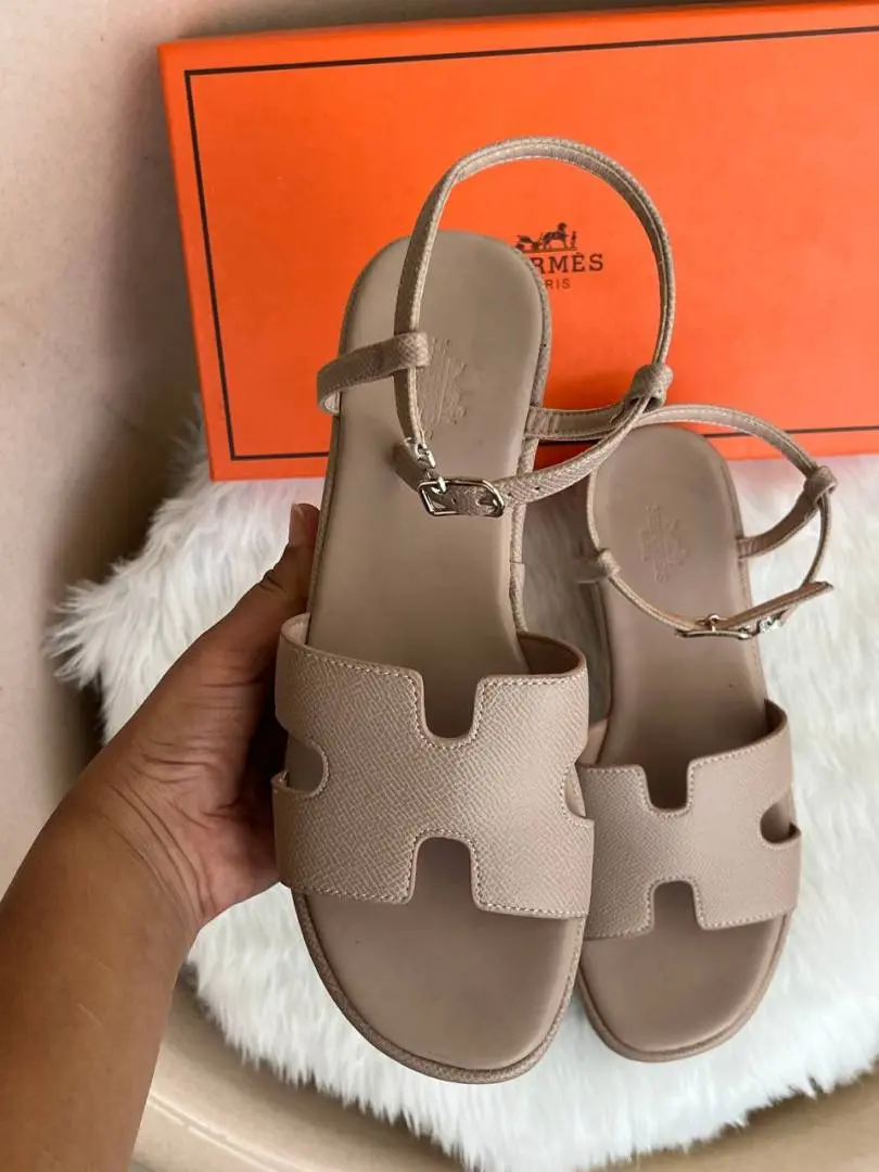 Hermes Jam 30 Khakhi Platform Sandal With Original Box - Image 5