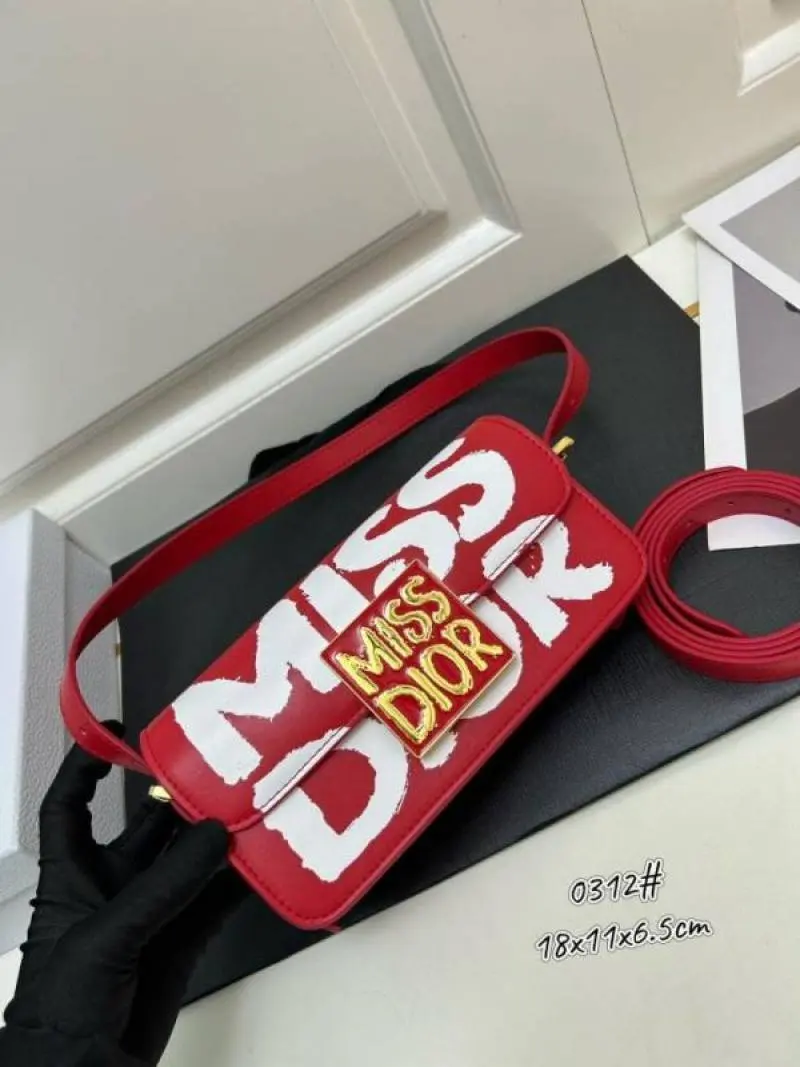 Miss Dioor Luxury Edition Superior Quality Flap Shoulder Bag With OG Box & Dust Bag (Red - 1019) - Image 4