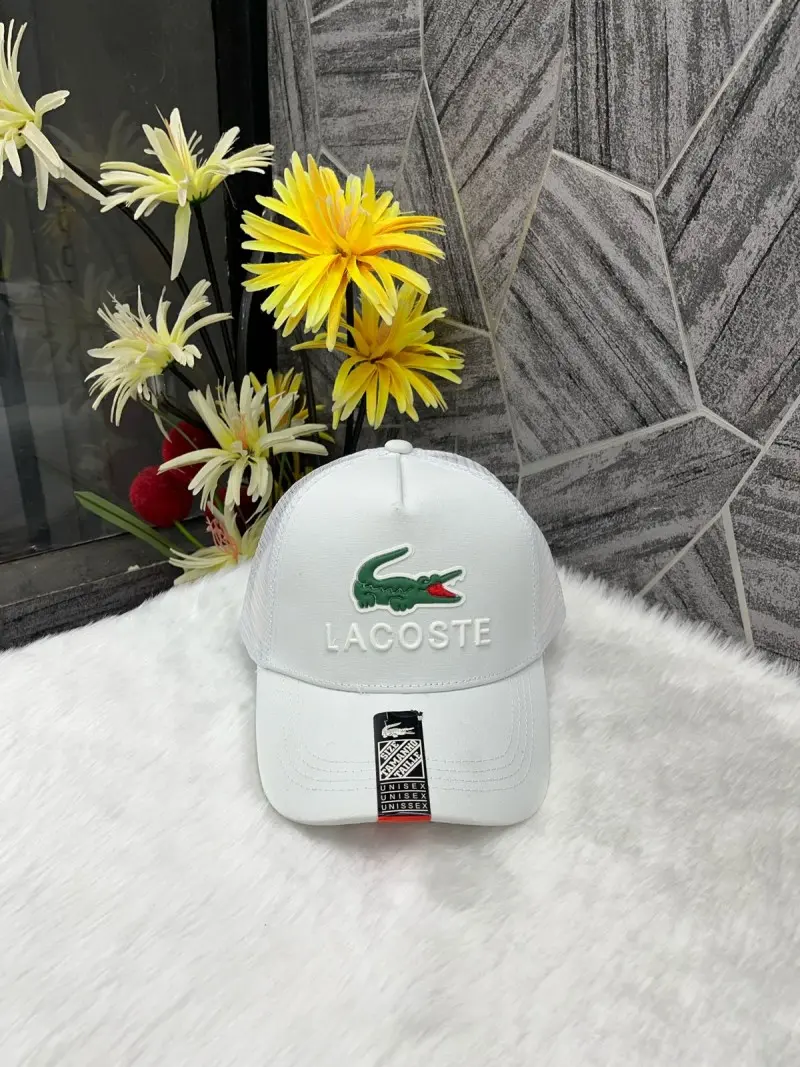 Lacoste Crocodile Front Logo Net Premium Unisex Cap With Safety Box (White) - Image 5