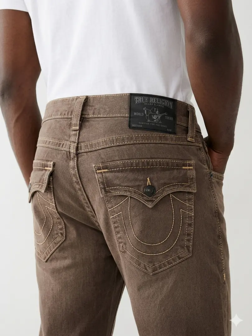 True Religion Brown Straight fit Premium Imported Stretchable Lycra Fabric Denim with Back Pocket Embroidered Design 4174