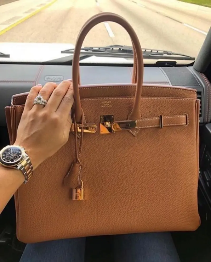 Hermes Birkin Signature Togo Handbag With Dust Bag (Brown - 453) - Image 4