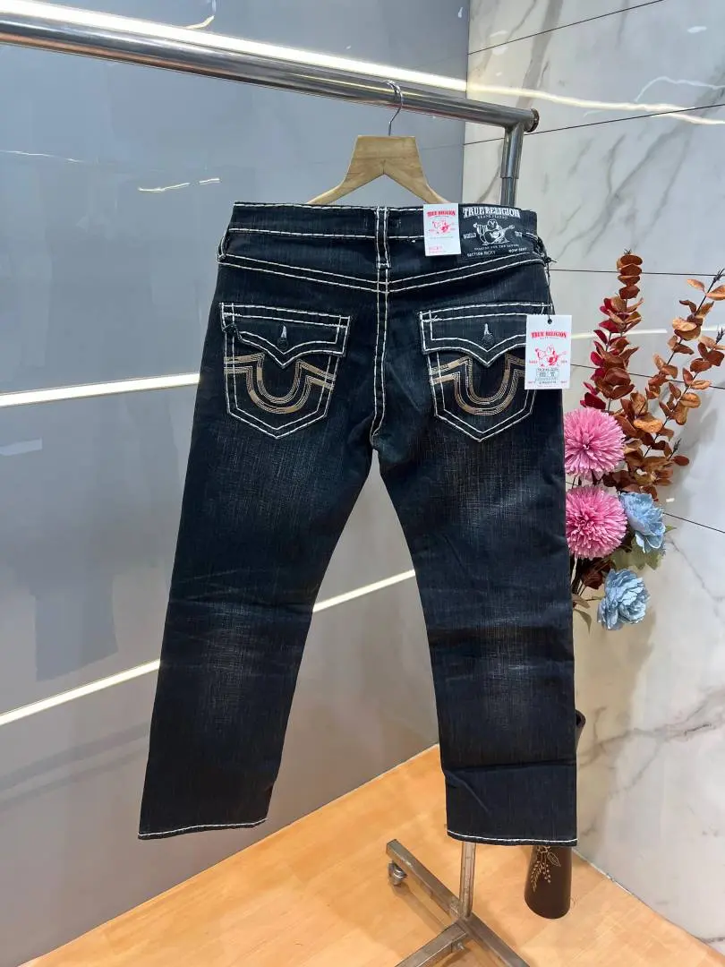 True Religion Straight fit Premium Imported Stretchable Lycra Fabric Denim with Back Pocket Embroidered Design 4176 - Image 3