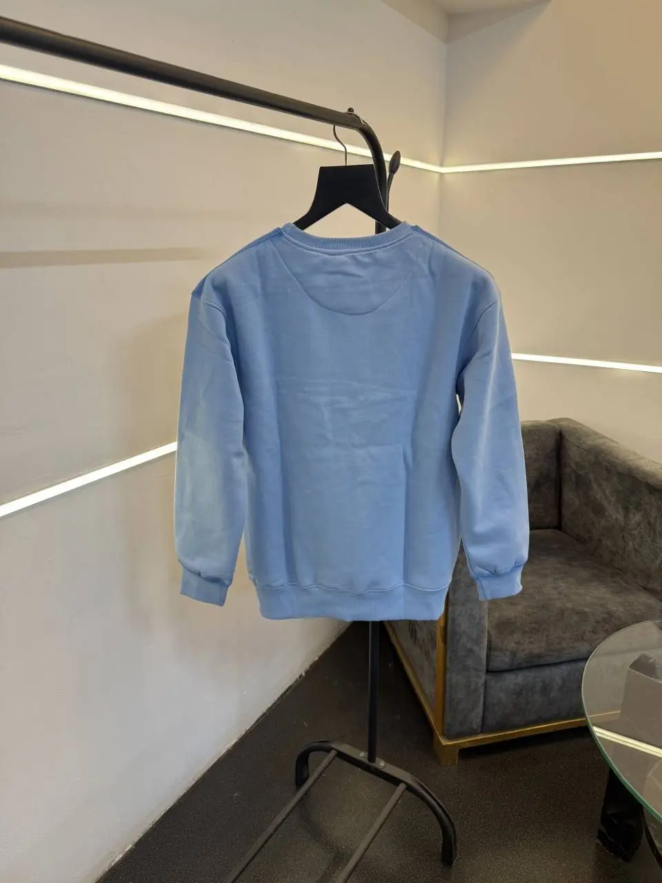 Givenchy imported fleece sweatshirt with spray print and front branding sky blue - Image 3