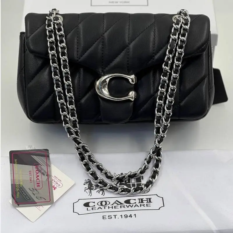 Coach Tabby 20 Shoulder Bag With OG Box & Dust Bag (Black Silver-945) - Image 4