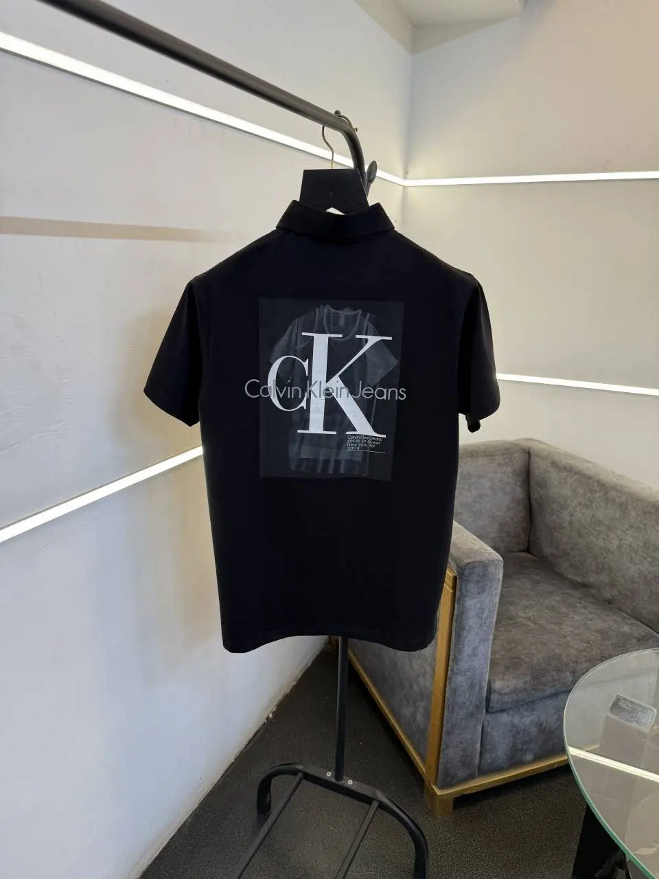 Calvin kline black front and back print turkish imported polo Tshirt - Image 3
