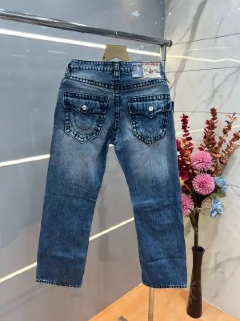 True Religion Dark shade Straight fit Premium Imported Stretchable Lycra Fabric Denim with Back Pocket Embroidered Design 3949 - Image 3