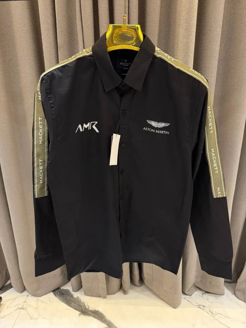 Hackett Aston Martin Chest Logo Full Sleeves Shirt Black