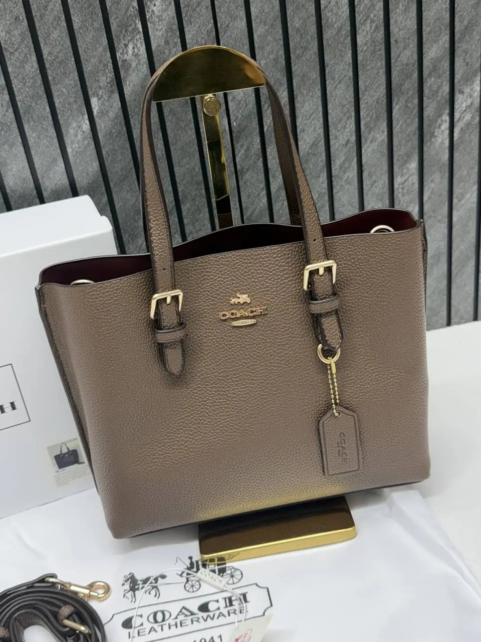 Coach Mollie 25 SuperPremium Mud Small Tote With OriginalBox DustCover - Image 6