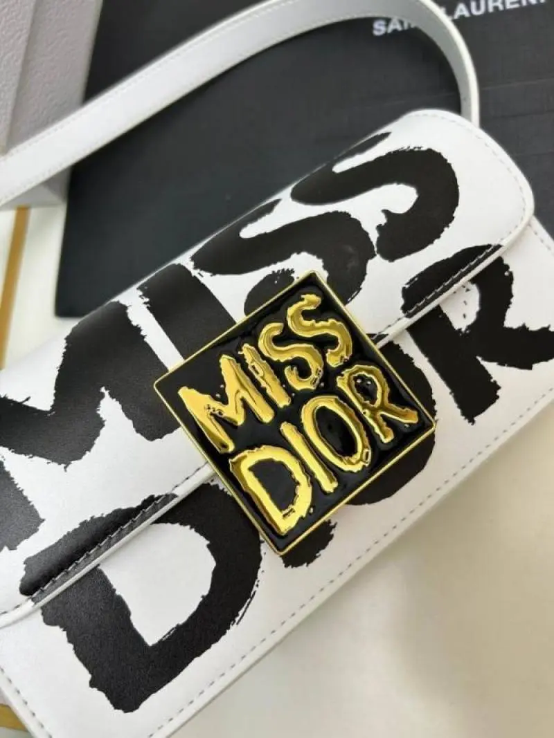 Miss Dioor Luxury Edition Superior Quality Flap Shoulder Bag With OG Box & Dust Bag (White - 1018) - Image 2