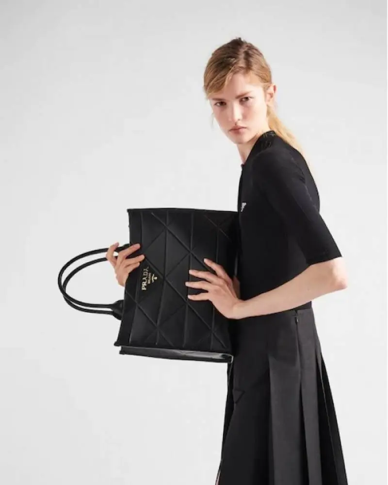 Prada Leather Symbole Large Tote Bag With Dust Bag (Black-403) - Image 4