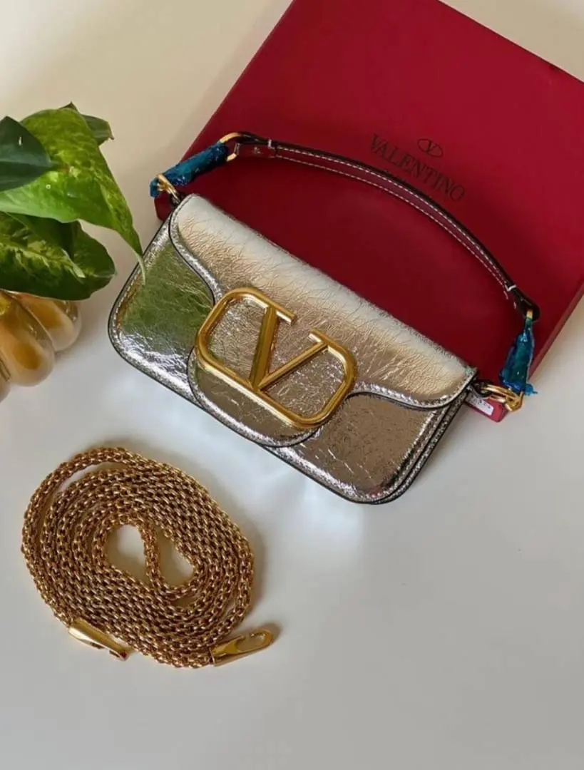 Valentino V Lock Silver Small Shoulder Bag With Original Box - Image 12