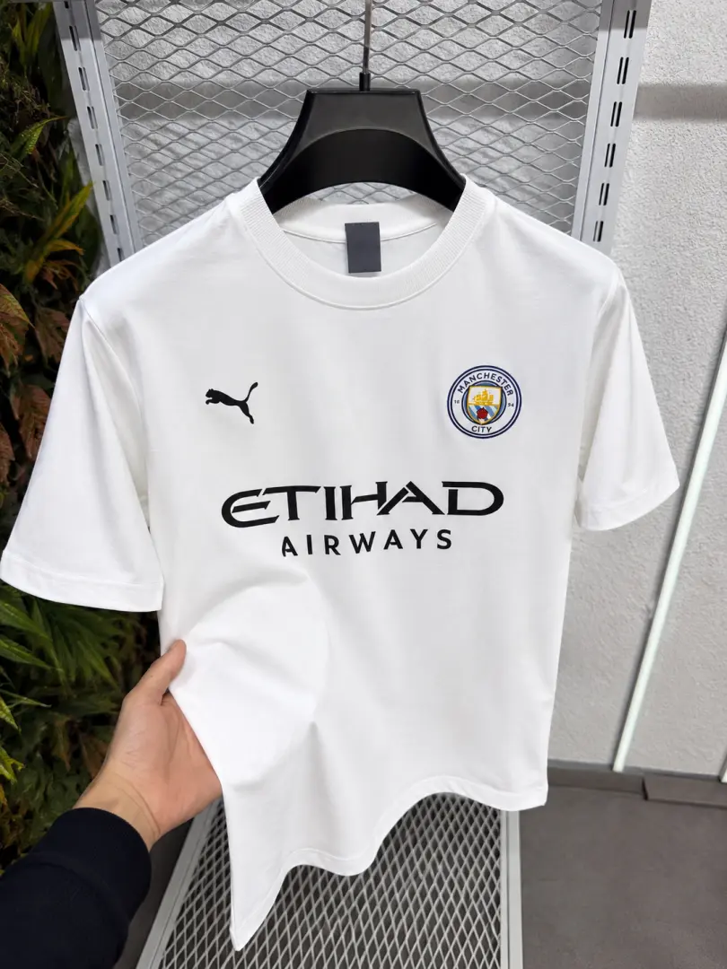 Pum Mancity Logo Round Neck T shirt White