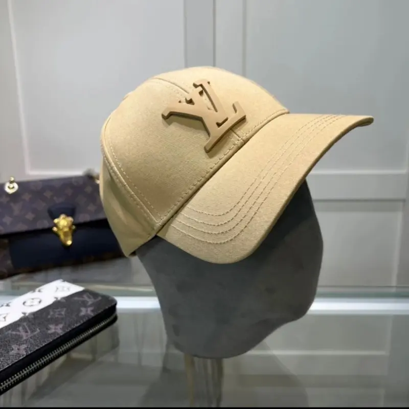 Louis Vuitton Front Logo Embossed Premium Unisex Cap (With Safety Box) (Beige) - Image 6