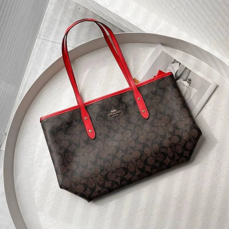 Coach Signature City Tote Bag With OG Box & Dust Bag (Dark Brown-829) - Image 5