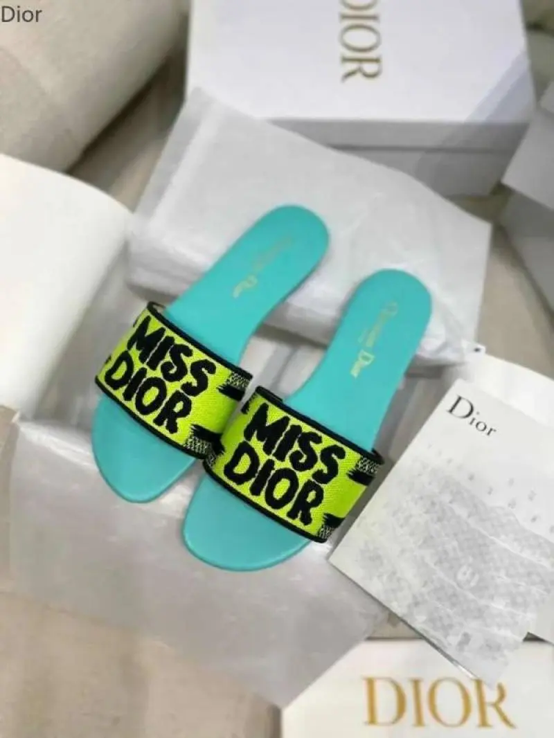 Miss Dioor Premium Dway Slide With OG Box & Carry Bag (Yellow Green - 1062) - Image 3