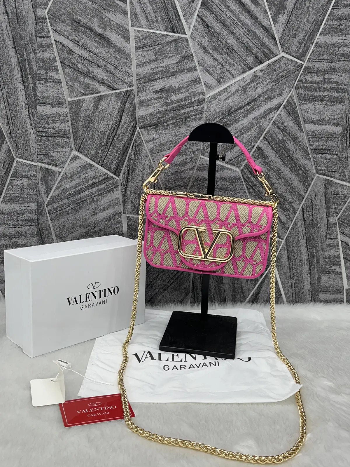 Valentino V Loc Pink Small Shoulder Bag With OriginalBox - Image 8